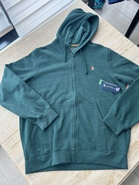 NEW 🆕 U.S. Polo Assn. Men’s Dark Green Full-Zip Hoodie size XL with tags